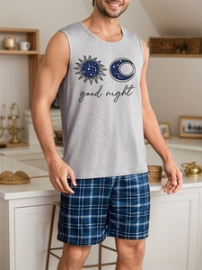 Men/Women Couple Style Thermal Knitted Loungewear Set Tank Top Shorts Plus Size 100% Cotton Him Her 1 Top +1 Pant Pajamas - Product Image 5