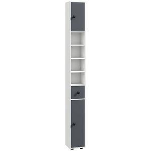 Armoire de salle de bain grise de 71 pouces avec étagères ouvertes et 2 compartiments réglables, idéale pour l'entrée ou l'hôpital, pour le rangement du papier toilette - Product Image 1