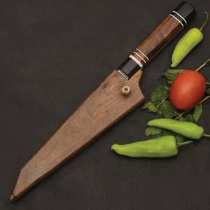 Couteau de chef Burraq personnalisé fait main en acier carbone, lame de 8 pouces, épaisseur de 3,0 mm, manche en bois, étui en cuir, NOUVEAU style - Product Image 5