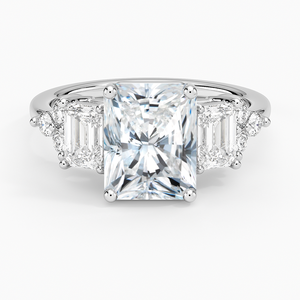 Anillo BOJ 0124 con Corte Radiante, Plata 925, Engaste de Puntas, Anillo Solitario con Diamante de 2ct, Color D, VVS1, Moissanita, Certificado GRA - Product Image 1