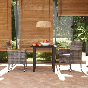 Ensemble de salle à manger carré moyen et durable en rotin PE gris pour jardin - Product Image 1