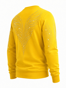 Sudaderas de Invierno para Hombre de Alta Calidad, Diseño Sólido con Pedrería, Estilo Urbano de Lujo, Cómodas, de Algodón/Poliéster - Product Image 3