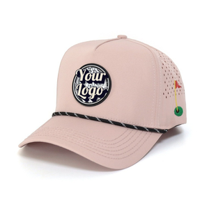 Gorra de béisbol de 5 paneles, gorra deportiva impermeable, gorra de Golf perforada, agujero de cuerda de corte láser, sombrero de cuerda de Golf, ala curva, venta al por mayor - Product Image 1