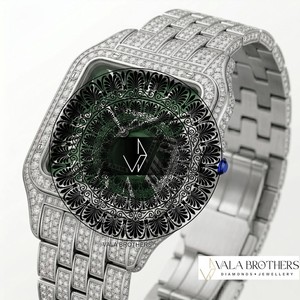 Reloj de Pulsera de Acero Inoxidable con Diamantes Negros y Cristal Cuadrado de 39 mm, Estilo Antiguo de Dibujos Animados Cartier Santos-Dumont, Cuarzo Analógico con Números Romanos ETA - Product Image 5