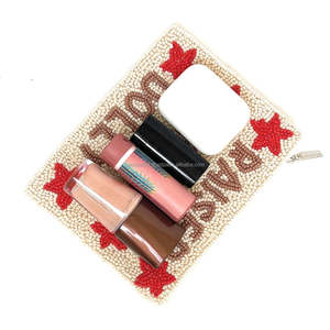 Monedero con cuentas y cremallera, estilo Dolly, color blanco, estilo country y western del sur, mini cartera con cremallera, accesorio de boutique al por mayor - Product Image 3