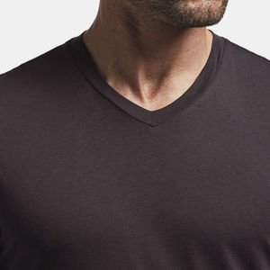 Camisetas de Verano para Hombre, Cuello en V, Negras, Corte Regular, 100% Algodón, Impresión de Logotipo Personalizado, Tejido Transpirable con Patrón - Product Image 3