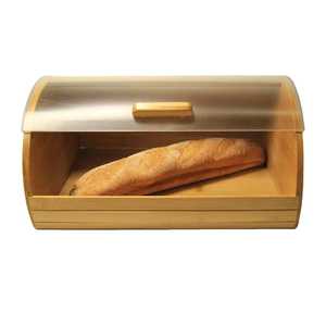 2 Tier Corner Wooden Bread <b>Box</b> with Glass Window Large Capacity Countertop Bread Keeper <b>Storage</b> Container Cabinet <b>Bin</b> - Product Image 4