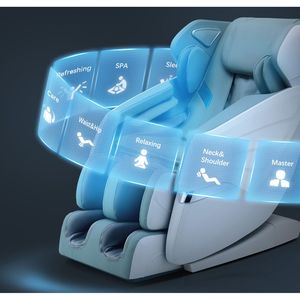 Sillón reclinable de masaje de cuerpo completo negro con Airbag de pista SL Altavoz Bluetooth de gravedad cero Silla enrollable de pie negro - Product Image 5