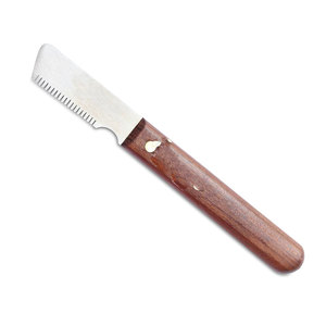 Couteau de toilettage professionnel pour animaux de compagnie avec manche en bois pour la coupe et l'élimination des poils des chiens et des chats - Product Image 1