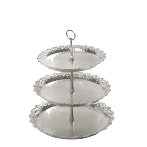 Modern Gold Metal 3-Tier Serving Tray Decorative Flower Edge Cupcake Holder Afternoon <b>Tea</b> Pastry Display <b>Stand</b> - Product Image 6