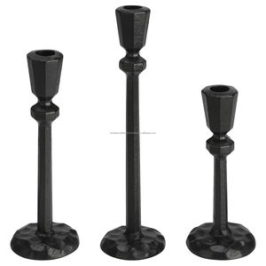 Best Quality Designer Iron <b>Taper</b> <b>Candle</b> Stand Elegant Black Indoor Outdoor Silver Lantern Wedding Christmas Home Decor Wood - Product Image 2