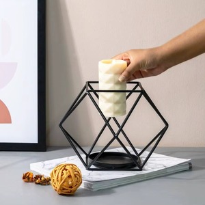 Décoration d'intérieur, mariages et événements, porte-bougie décoratif en fil métallique noir, centre de table fait main - Product Image 4