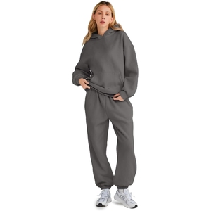 <b>Women</b> Oversized Cotton <b>Fleece</b> Hoodie <b>Joggers</b> Matching Set Casual Winter Tracksuit Solid Color Loose Fit <b>Women</b> Casual <b>Womens</b> Zip - Product Image 1