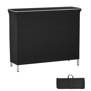 Mesa de Bar Plegable Portátil de 43.3x15.2x34.8 Pulgadas con Bolsa de Transporte, 2 Estantes de Almacenamiento y Falda Desmontable, Fácil y Rápida Instalación para Sótano - Product Image 1
