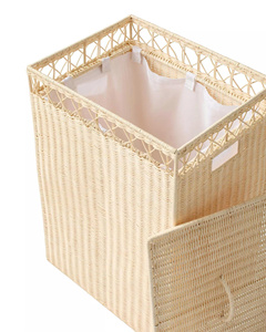 Tall Rattan <b>Laundry</b> Hamper Woven <b>Storage</b> Basket With Lid Perfect Natural Color Rustic Style For Bathroom Bedroom <b>Organization</b> - Product Image 3