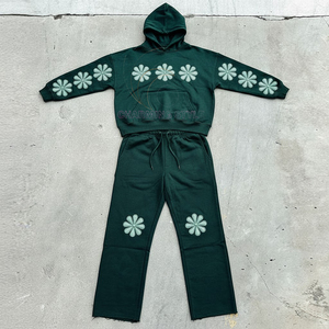 OEM Custom Street Wear Vintage Heavy Weight Cotton Tracksuits <b>Sets</b> Custom Embroidery Acid Washed Hoodie and <b>Sweatpants</b> <b>Set</b> Men - Product Image 2