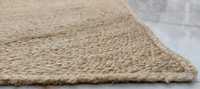 Tapis rond en jute fait main, style bohème, bordure noire et blanche, fibre naturelle, tapis tressé à la main, décoration de salon style farmhouse