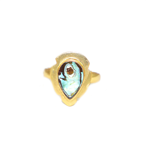 Classic Style <b>Abalone</b> <b>Shell</b> Gemstone Pear Shape 18K Gold Plated Free Size Ring Jewellery For Women Girls Wholesale Bulk - Product Image 1