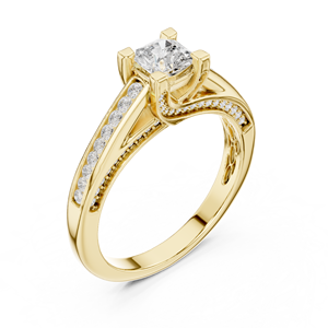 Classic Design <b>Square</b> Octagon Cluster Halo Engagement Ring With Side Paved Lab Grown Diamonds GRA Certified Fine Jewelry - Product Image 4