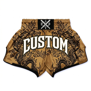 Custom Logo Premium Sublimation Muay Thai Shorts Quick Dry Satin Made Boxing Training <b>Trunks</b> For <b>Men</b> Muay Thai Shorts - Product Image 3