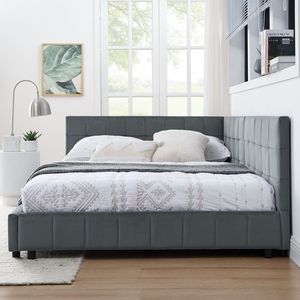 Letto Imbottito Matrimoniale con Testiera e Braccioli Confortevoli, Divano Letto per Camera da Letto o Soggiorno - Product Image 2