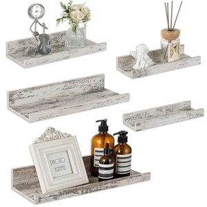 Estante de Pared para Cuadros de Madera de Pino Vintage de 36 cm, Color Blanco Desgastado - Venta al por Mayor - Product Image 2
