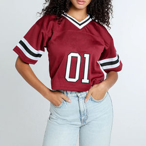 เสื้อฟุตบอลอเมริกันราคาถูกแบบเปล่า ขายส่งสำหรับผู้หญิง แบบสั่งทำได้ 100% โพลีเอสเตอร์ ระบายเหงื่อได้ดี ไซส์ใหญ่ ผ้าตาข่าย ทรงหลวม - Product Image 1