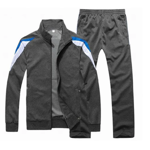 Ensemble de survêtement rayé blanc et bleu pour homme, veste zippée à manches longues, pantalon de jogging noir, séchage rapide, design sportif, idéal pour le printemps, qualité supérieure - Product Image 3