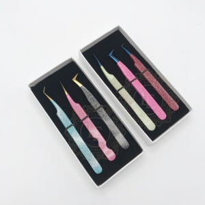 Pinzas de extensión de pestañas de acero inoxidable sólido de alta calidad al por mayor pinzas de punto de Plasma azul en polvo con etiqueta privada - Product Image 4