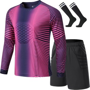 Ensemble de maillot de gardien de but de football pour homme, bleu, manches longues, avec short et chaussettes noirs, imprimé par sublimation, polyester, anti-transpiration - Product Image 5
