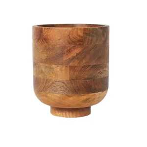 Pot de fleurs rond en bois fait main, jardinière cylindrique en bois massif, pot à succulentes en bois, conteneur de plantes de table nordique pour la maison et le bureau - Product Image 1