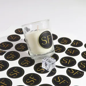 Étiquettes personnalisées pour pots de bougies avec logo en feuille d'or, impression d'étiquettes blanches, étiquettes d'emballage de luxe - Product Image 2