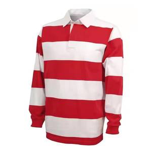 Camisas de Rugby de Manga Larga con Logotipo Personalizado, Camisas de Polo de Algodón a Rayas al por Mayor, Camisas Retro de Manga Larga con Cuello Solapa - Product Image 1