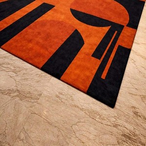 Modern Abstract Orange Black Area Rug Hand Tufted Bold Geometric Carpet Stylish Living Room Hotel Lobby Office <b>Floor</b> Decor - Product Image 6