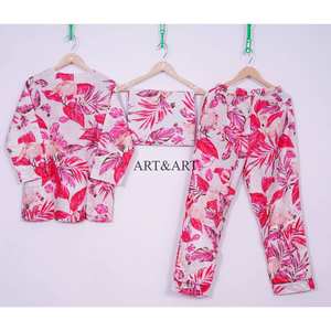 Conjunto de Pijama de 3 Piezas para Mujer, 100% Algodón Ecológico, Elegante y Modesto, con Estampado Floral, Cómodo, Suave y Transpirable - Product Image 5