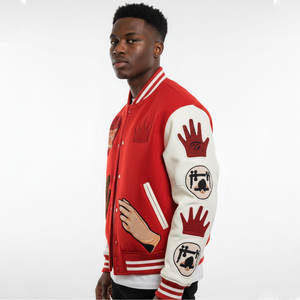 Chaquetas Varsity de Hombre Estilo Urbano con Bordado y Parches, Mangas Largas, de Cuero, Deportivas, Oversize, de Fábrica - Product Image 6