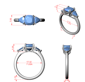 แหวนหมั้นเพชรทรงคุชชั่นคัท ชุบทอง ดีไซน์แยกแสก สำหรับผู้หญิง - Product Image 5