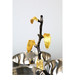 Bol de service double en argent de luxe avec poignée en forme de renne doré, élégant plateau à noix en métal pour la décoration de Noël à la maison - Product Image 5