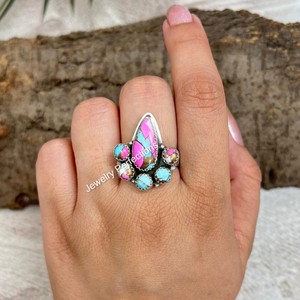 Bagues Unisexe Vintage en Laiton Naturel de Qualité Élégante avec Pierre de Coton Doux et Pierre Précieuse, Vente en Gros, Bijoux Certifiés Étanche, Perfection - Product Image 1