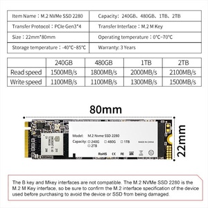 Achat en gros de matériel informatique, logo personnalisé, spécifications complètes des disques durs, modules internes PCIe NVMe M2 SSD - Product Image 6