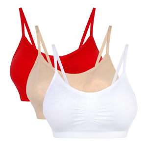 Women Sports Bra Neck Light Support Yoga Breathable Solid Color White Beige Black - Product Image 2