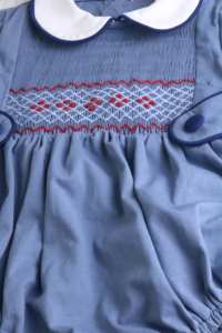 Combinaison bleue à smocks pour bébé garçon avec col Peter Pan, tenue classique à manches longues pour nourrisson - Product Image 2