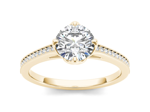 Anillo de Oro de 14K con Diamante Cultivado en Laboratorio de 1 Quilate, Corte Redondo, Certificado IGI, Color E, Claridad VS1, para Boda, Compromiso o Aniversario - Product Image 1