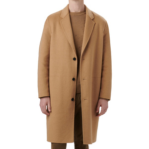 Manteau long en laine pour homme, col en V, double face, manteau d'hiver respirant en tissu tricoté, veste décontractée - Product Image 2