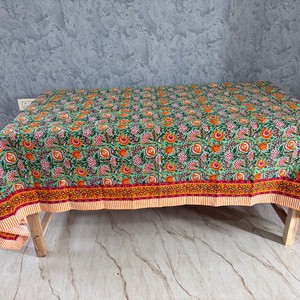 Elegant Indian Print Handmade Modern <b>Tablecloth</b> Floral Pattern Cotton Customized Size Durable Washable Home Use - Product Image 2