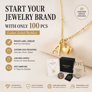 Custom Initial Necklace <b>Brass</b> <b>Letter</b> Pendant Private Label Jewelry With Custom Packaging Low MOQ - Product Image 2