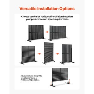 Divisorio Moderno Autoportante in Metallo da 112 cm L x 183 cm A, Pannello Divisorio per Giardino con Base Rinforzata, Separatore per Ambienti - Product Image 5