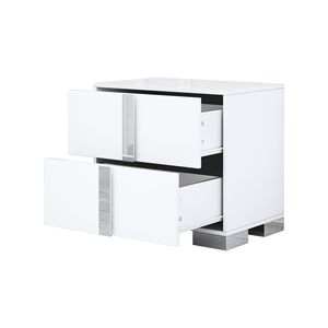 Elegant <b>White</b> Mirrored <b>Bedside</b> Table with 2 Drawers Nightstand with Metal Handle for Bedroom or Living Room - Product Image 5