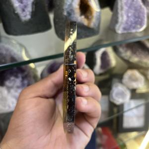 Plaque octogonale en tourmaline noire naturelle polie de 4 pouces, sous-verre en orgonite, spirale en cuivre, pour la guérison énergétique et la décoration - Vente en gros - Product Image 5