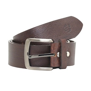 Cinturón Casual de Cuero Marrón de Primera Calidad para Hombre, con Hebilla de Aleación Plateada Mate y Elegante, Ideal para Jeans - Product Image 3